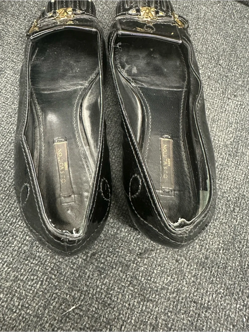 Louis Vuitton black leather patent ballet flats size 39 eu women’s 2006 archive